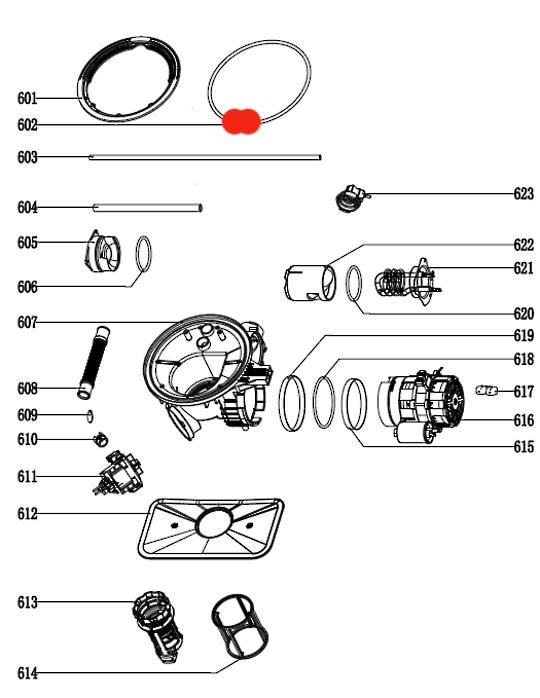 09155 Omega Dishwasher Sump Seal ODW707XB, ODW702, ODW704, ODW507